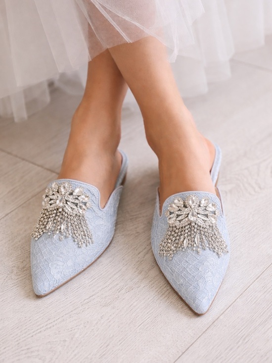 Badgley Mischka Shoes - Badgley Mischka Women's Farley Blue Embellished Mules